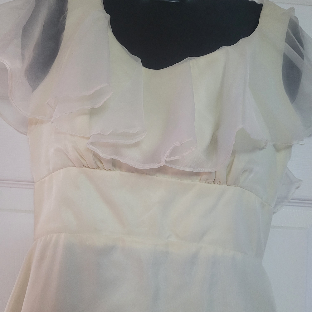 Vinrage Chic Cream Maxi Dress with Sheer Sleeves - Picture 2 of 10